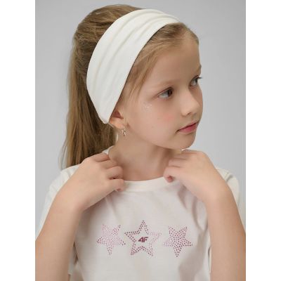 5. T-shirt regular z nadrukiem dziewczęcy 4F 4FJRSS26TTSHF3455-11S