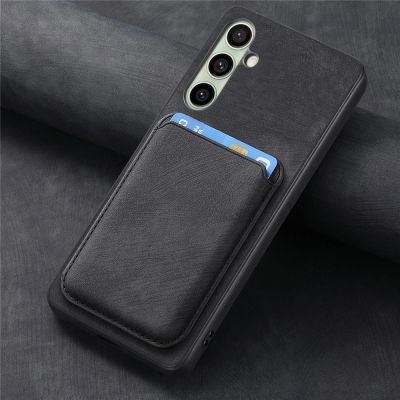 5. Etui na Samsung Galaxy A56 5G ze skóry syntetycznej z odpinanym uchwytem na karty kompatybilne z MagSafe - czarne