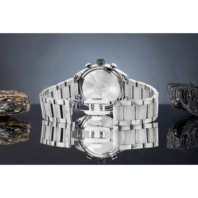 7. Zegarek Męski Giewont Chronograph Sapphire Srebrno Czarny GW9580-B1