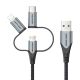 5. Kabel Vention USB-A  3w1 Micro-B USB-C Lightning 1m szary