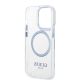 7. Etui Guess Metal Outline Magsafe na iPhone 14 Pro Max - niebieskie
