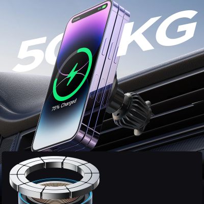 10. Joyroom magnetyczny uchwyt samochodowy bezprzewodowa ładowarka 15W na kratkę wentylacyjną nawiew czarna (JR-ZS240 Pro)