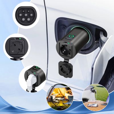 7. Adapter V2L Type 2 - Schuko 3500W z wyświetlaczem mocy i etui - czarn