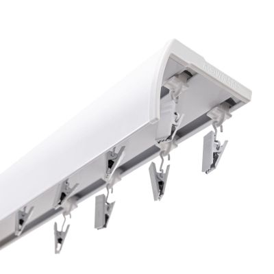 SZYNA SUFITOWA Z OSŁONĄ ŚLIZGI Z ŻABKAMI 150 CM ALUMINIOWA BIAŁA PODWÓJNA KOWALSKI