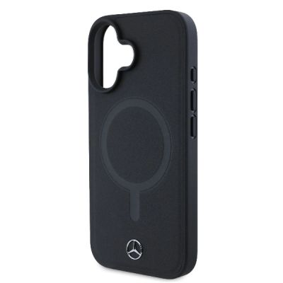 6. Etui Mercedes Plain Smooth Leather MagSafe na iPhone 16 - czarne