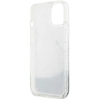 7. Etui Guess Liquid Glitter Marble na iPhone 14 - białe