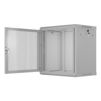 Szafa instalacyjna RACK wisząca 19" 12U 600X450 szara drzwi perforowane Lanberg (flat pack)