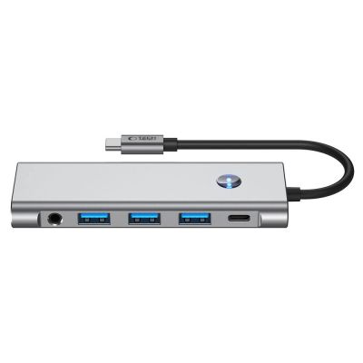 4. Adapter Tech-Protect HB04 HUB Adapter 9w1 USB-C + USB2.0 + USB3.0 + HDMI 4K 60Hz + SD / TF + PD100W + AV3.5 - szary