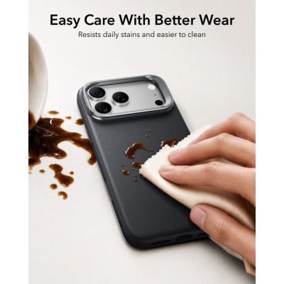 5. Etui ESR Leather Kickstand MagSafe na iPhone 18 Pro / 17 Pro - czarne