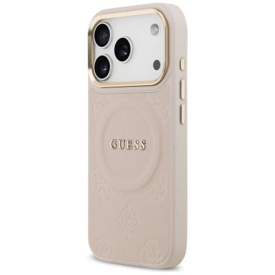 9. Etui Guess Peony Hot Stamp MagSafe na iPhone 17 Pro - różowe