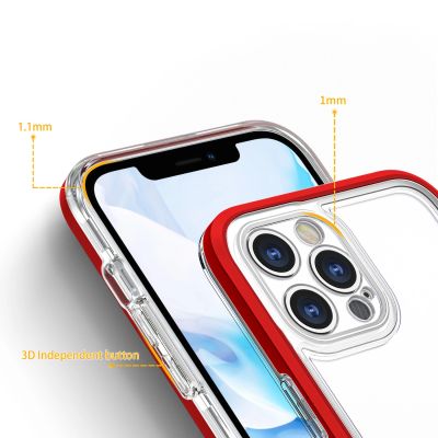 4. Clear 3in1 etui do iPhone 12 Pro żelowy pokrowiec z ramką czerwony