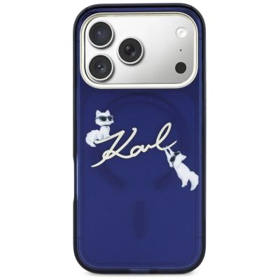 3. Etui Karl Lagerfeld IML Choupettes Karl  Script Logo MagSafe na iPhone 17 Pro - niebieskie