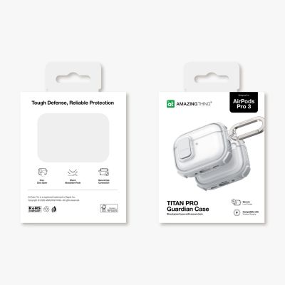 16. Etui AMAZINGTHING Titan Pro Mag Case Clear do AirPods Pro 3 - białe