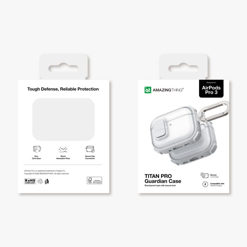 16. Etui AMAZINGTHING Titan Pro Mag Case Clear do AirPods Pro 3 - białe