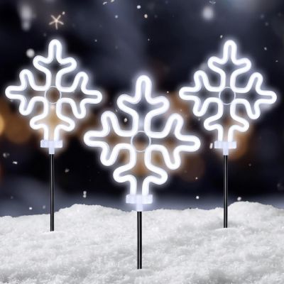 5. LAMPKI DEKORACYJNE ZEW ŚCIEŻKA STICK 3SZT PŁATEK ŚNIEGU NEON