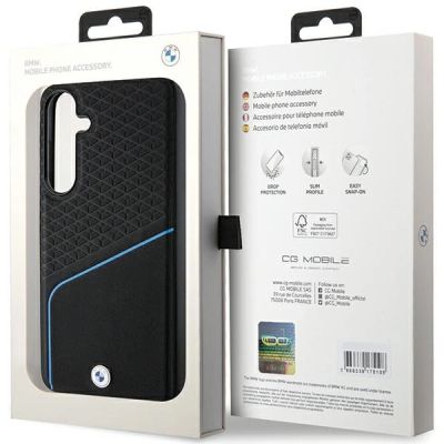 8. Etui BMW Signature Leather Textured & Line MagSafe na Samsung Galaxy S24+ - czarne