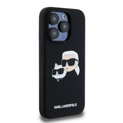 4. Etui Karl Lagerfeld Silicone Karl&Choupette MagSafe na iPhone 15 Pro - czarne