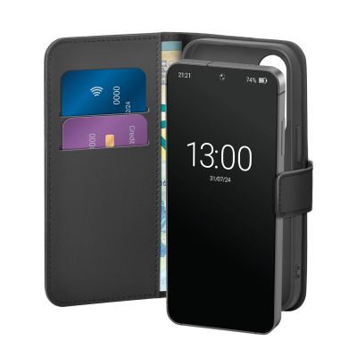 Etui z ekoskóry Puro Booklet Case z klapką i portfelem do Samsung Galaxy S25 - czarne