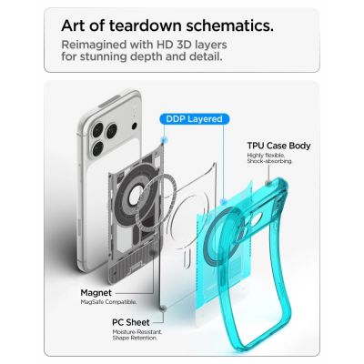 9. Etui Spigen Ultra Hybrid MagSafe na iPhone 18 Pro / 17 Pro - jasnoniebieskie
