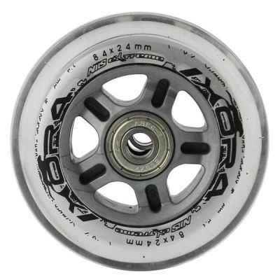 2. PU 84x24 82A PRZEZROCZYSTE (4 szt.) + ABEC-7 CHROME (8 szt.) ZESTAW NILS EXTREME