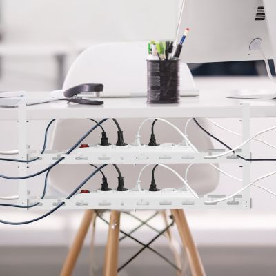 MACLEAN ORGANIZER PODBIURKOWY NA KABLE, MAX. OBCIĄŻENIE 5KG, MAX. 728MM, 2 POZIOMY, BIAŁY MC-102 W