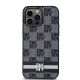 3. Etui DKNY Leather Checkered Mono Pattern & Printed Stripes na iPhone 14 Pro Max - czarne