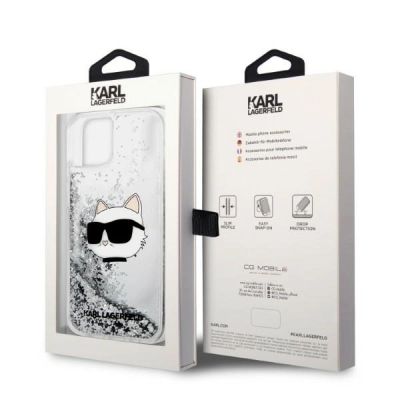 8. Etui Karl Lagerfeld Glitter Choupette Head na iPhone 14 Plus - srebrne