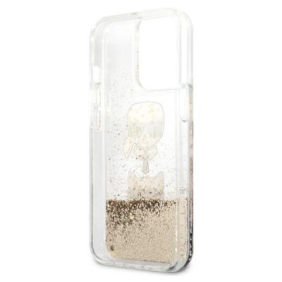 7. Etui Karl Lagerfeld Liquid Glitter Karl&Choupette Head na iPhone 13 Pro Max 6,7" - złote
