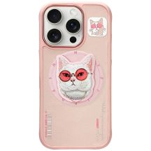 Etui Nimmy Glasses Cool Cat MagSafe na iPhone 16 Pro Max - różowe