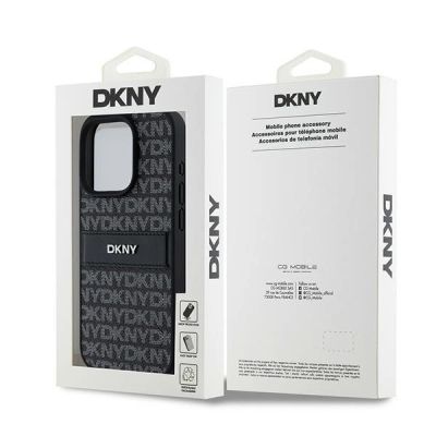 8. Etui DKNY Leather Mono Stripe & Metal Logo na iPhone 15 Pro Max - czarne