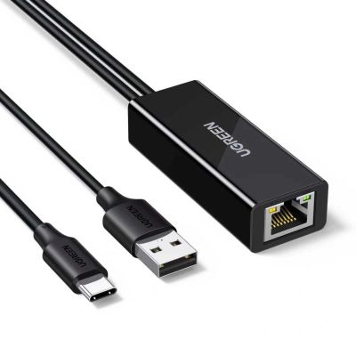 Karta sieciowa Ugreen USB-C do RJ45 10/100 Mb/s - czarna