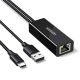 Karta sieciowa Ugreen USB-C do RJ45 10/100 Mb/s - czarna