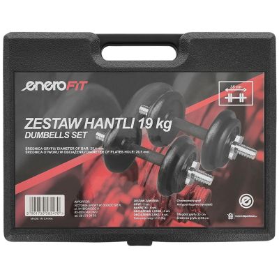 41. HANTLA ŻELIWNA 19 KG ( 2x9.5 KG ) WALIZKA ENERO FIT
