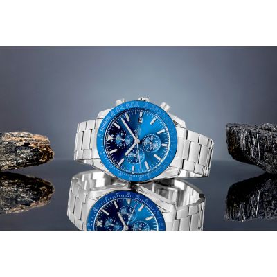 5. Zegarek Męski Giewont Chronograph Sapphire Srebrno Niebieski GW8720-B3