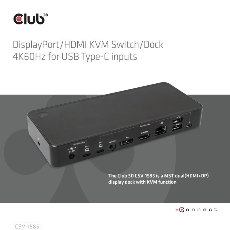 3. CLUB3D CSV-1585 przełącznik KVM Czarny