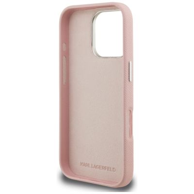 7. Etui Karl Lagerfeld FW Grained Signature Logo na iPhone 16 Pro Max - różowe