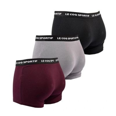 3. Le Coq Sportif bokserki majtki męskie 3PAK czarne szare bordowe