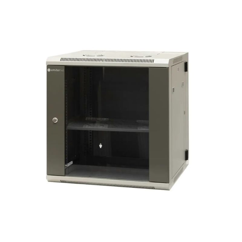 2. EmiterNet Szafa wisząca dzielona 19" 12U, drzwi blacha/szkło, 600×550×635mm szer./gł./wys.