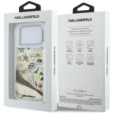 8. Etui Karl Lagerfeld Liquid Glitter Beach & Sand na iPhone 17 Pro Max / 18 Pro Max - beżowe