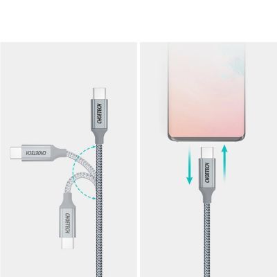 10. Kabel Choetech XCC-1002-GY USB-C - USB-C PD QC 100W 5A 480Mb/s 1,8m - szary