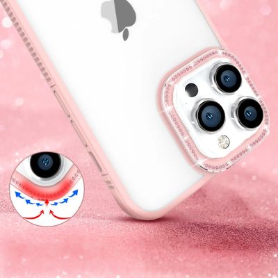 4. Kingxbar Sparkle Series etui iPhone 13 Pro Max z kryształami obudowa pokrowiec na tył plecki różowy