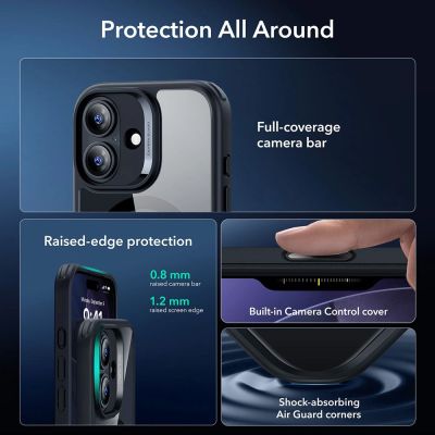 3. Zestaw ESR Classic Hybrid MagSafe + Szkło hartowane na iPhone 17 - przezroczysto-czarne