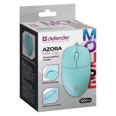 4. DEFENDER MYSZ PRZEWODOWA AZORA MB-241 OPTYCZNA 1200DPI 3P MIĘTOWA 52243
