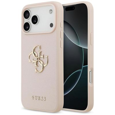 Etui Guess Grained Big 4G & Classic Logo na iPhone 17 Pro Max - różowe