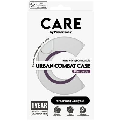4. Etui CARE by PanzerGlass Flagship Urban Combat Purple QI do Samsung Galaxy S25 - przezroczysty