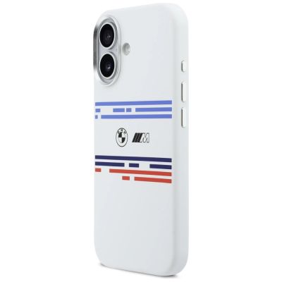 2. Etui BMW M Silicon Horizontal Line MagSafe na iPhone 17- białe