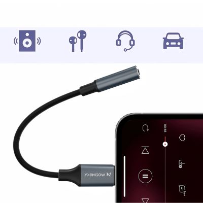 6. Adapter Wozinsky WALJ-01 Lightning - mini jack 3,5mm - czarny