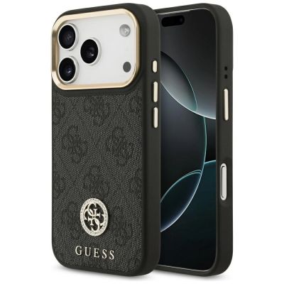 Etui Guess 4G Strass Logo MagSafe na iPhone 17 Pro - czarne