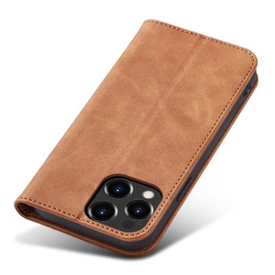 12. Magnet Fancy Case etui do iPhone 13 Pro Max pokrowiec portfel na karty kartę podstawka brązowy