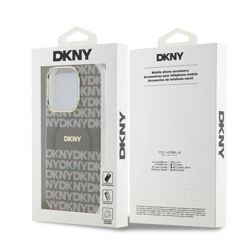 8. Etui DKNY IML Mono & Stripe MagSafe na iPhone 15 Pro - beżowe